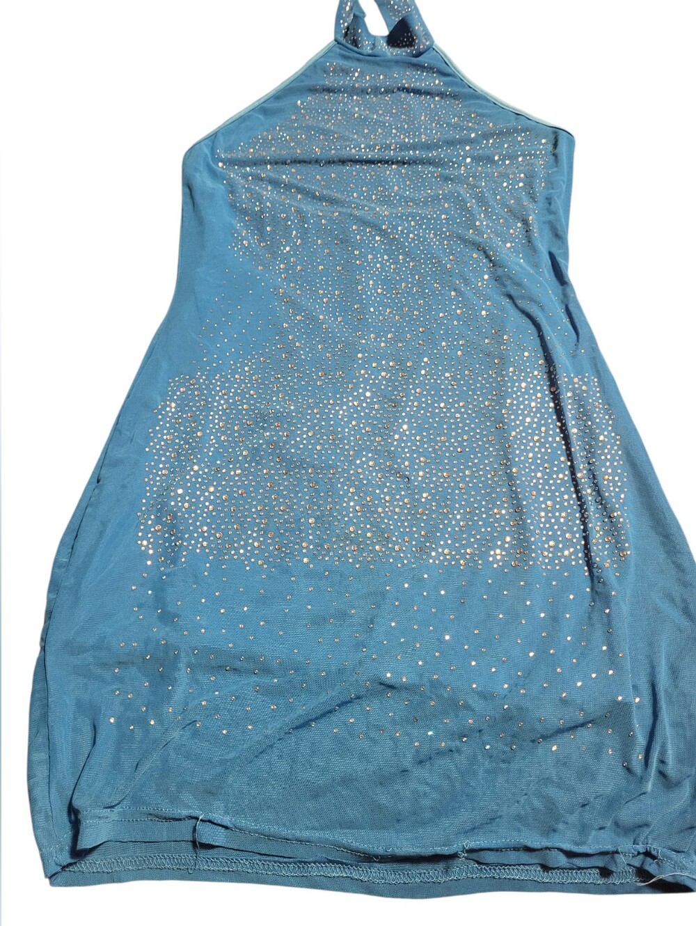 Teal Halter Tank Top with Rhinestone Embellishment